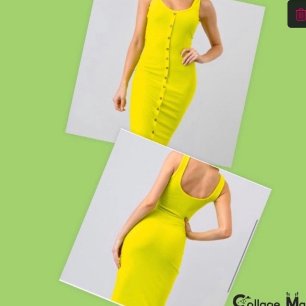 Neon Green Midi  Dres